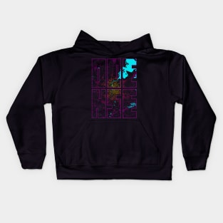 Odense, Denmark City Map Typography - Neon Kids Hoodie